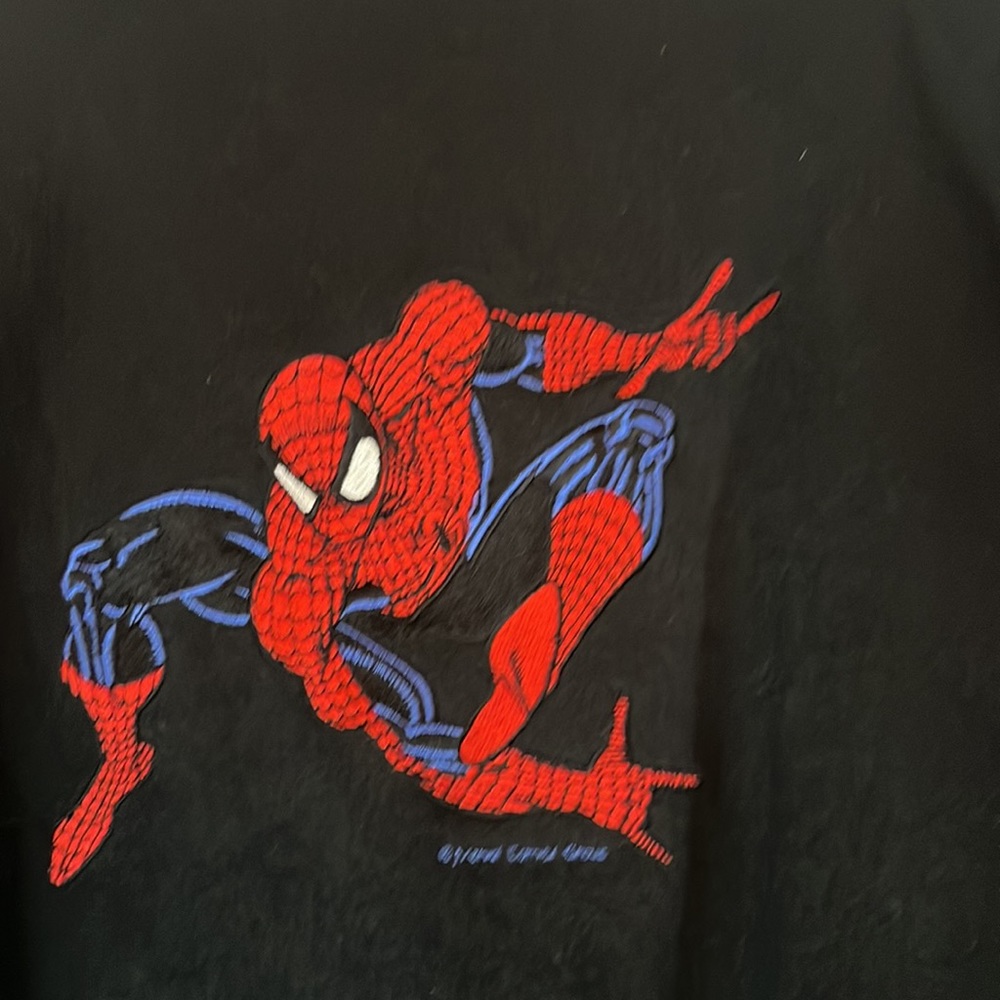 Vintage Over Wear Spider-Man Jacket Large Made USA New World Entertainment Black